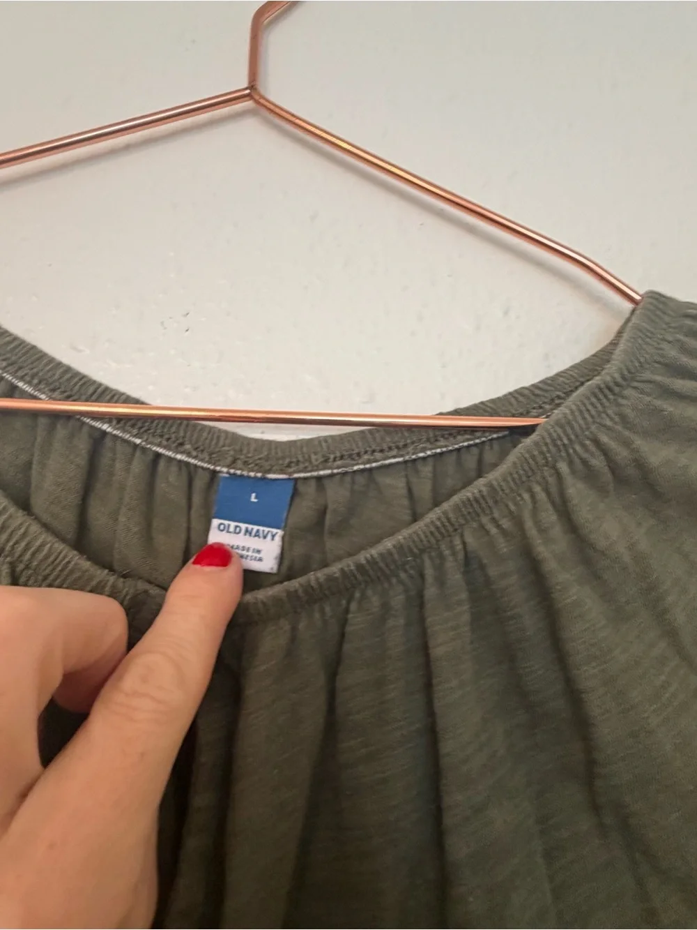 Old Navy Olive Green Puff-Sleeve Blouse size large
